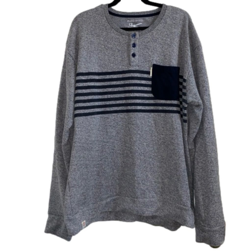 Men's Marc Ecko Cut & Sew Gray Striped Long Sleeve Shirt Size 2XL